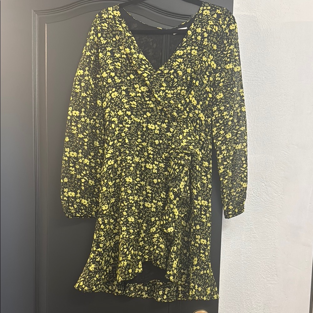 Floral Black and Yellow Dress